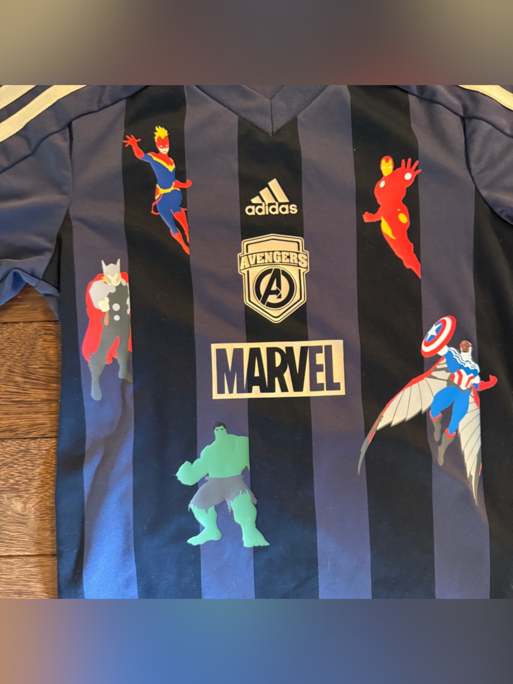 Adidas Kids Marvel Navy Blue Soccer Jersey Set Size 5T - Picture 3 of 5